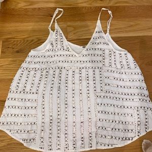 Free people white tank with gold detailed sequins, size small